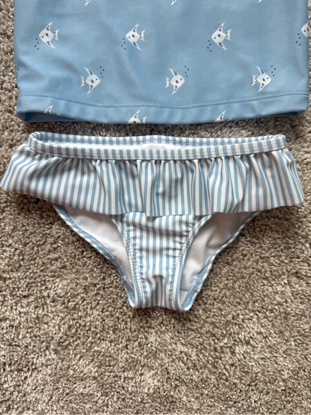Girls 2 Piece Rash Guard Swimsuit Long Sleeve Swim Set Ruffle Bikini Bottoms 4T - Picture 4 of 8